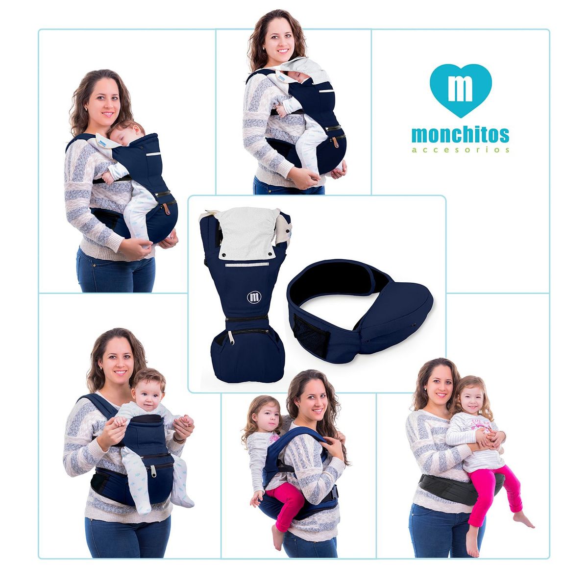 MONCHITOS - Canguro Con Asiento Azul Monchitos