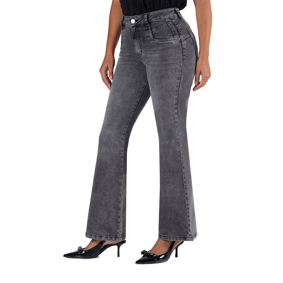 VRP BY VIVIANA RIVAS PLATA - Jean Flare Tiro Alto Mujer Vrp By Viviana Rivas Plata