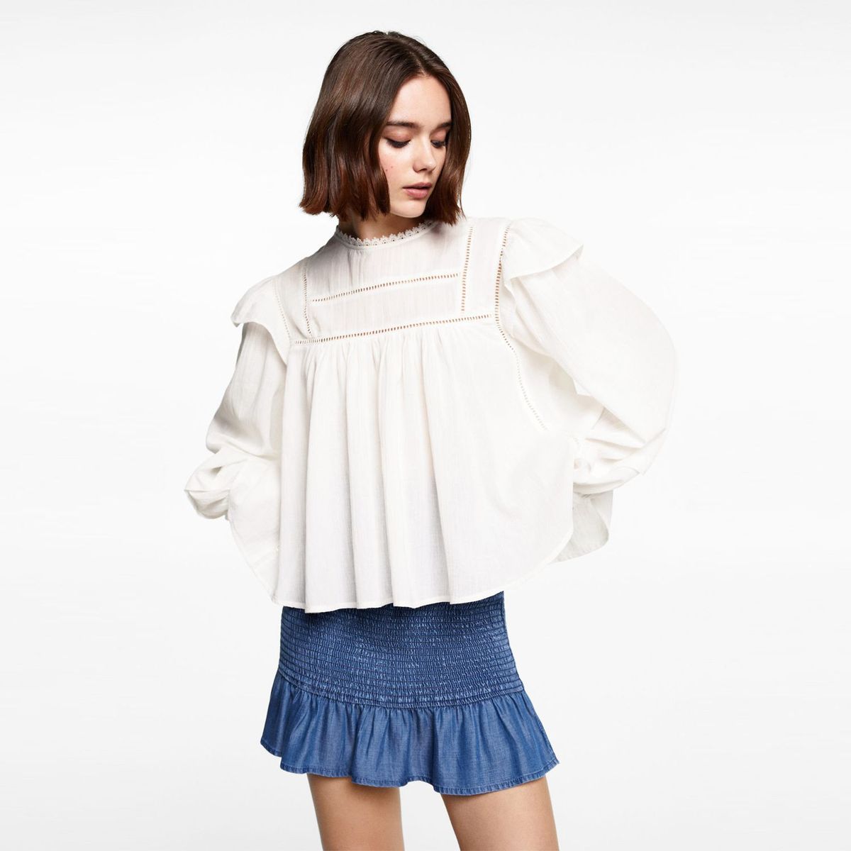 MANGO TEEN - Blusa Algodón Mujer Mango Teen