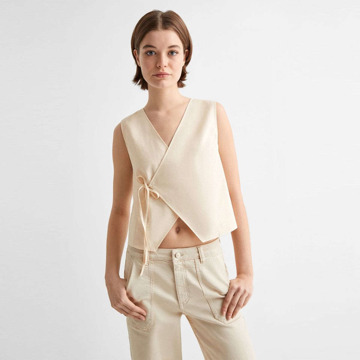 MANGO TEEN - Chaleco Algodón Mujer Mango Teen