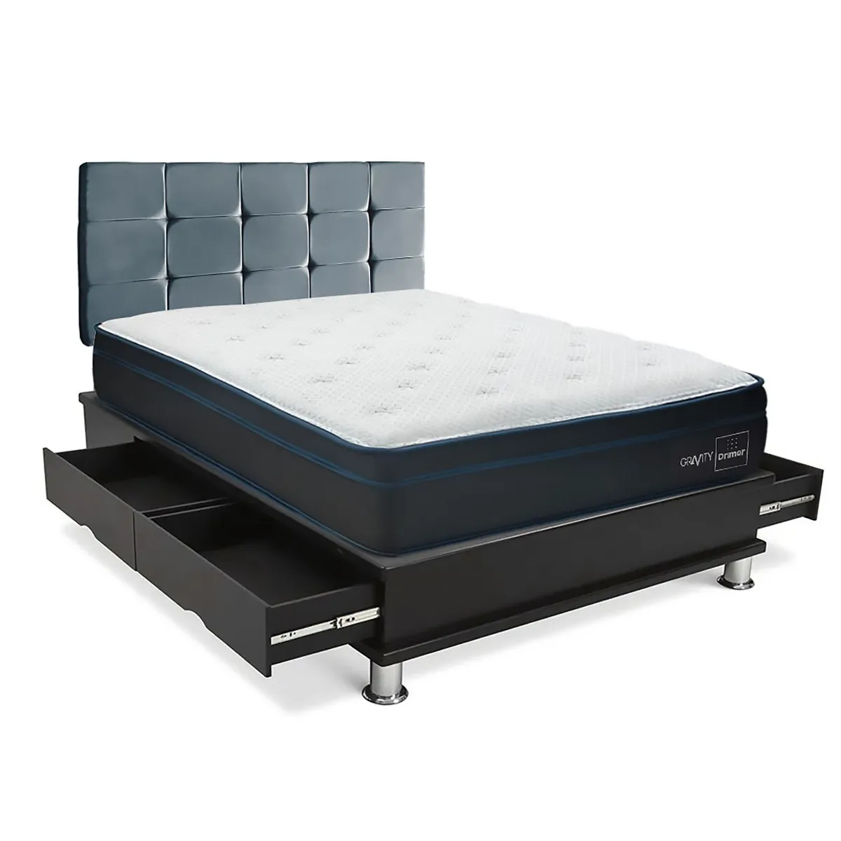 DRIMER - Dormitorio con Cajones Cuadros Gravity King + 2 Almohadas