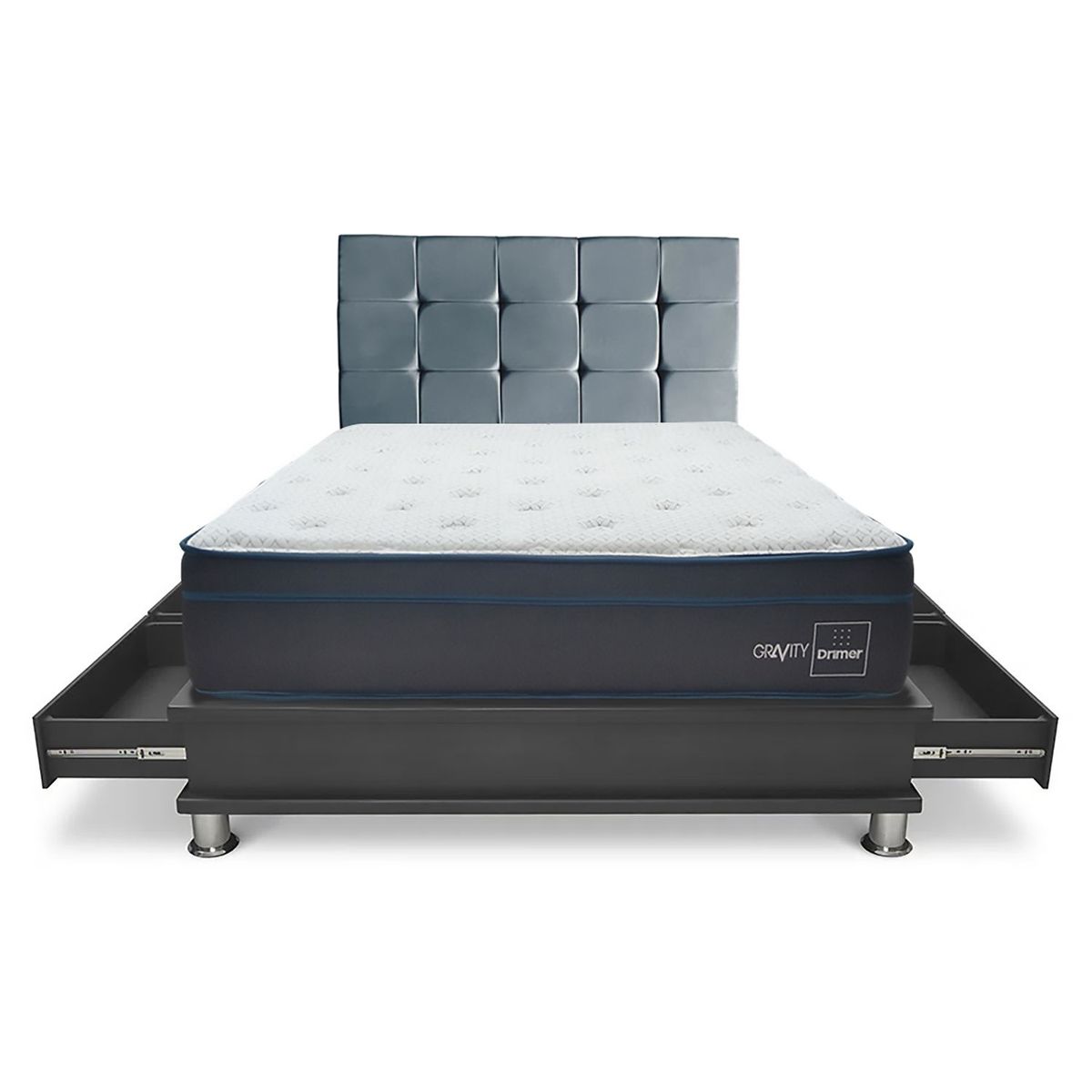 DRIMER - Dormitorio con Cajones Cuadros Gravity King + 2 Almohadas