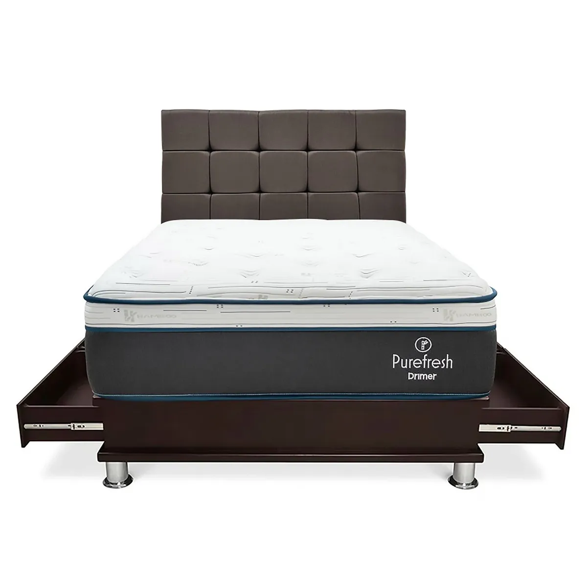 DRIMER - Dormitorio con Cajones Pure Fresh Cuadros Queen + 2 Almohadas