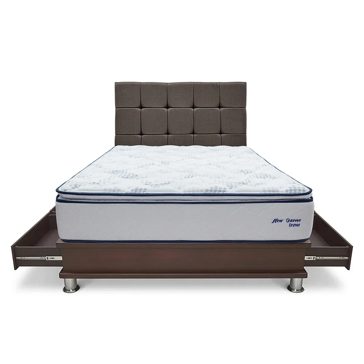 DRIMER - Dormitorio Con Cajones New Ozono Cuadros 2 Plz + 2 Almohadas + Protector