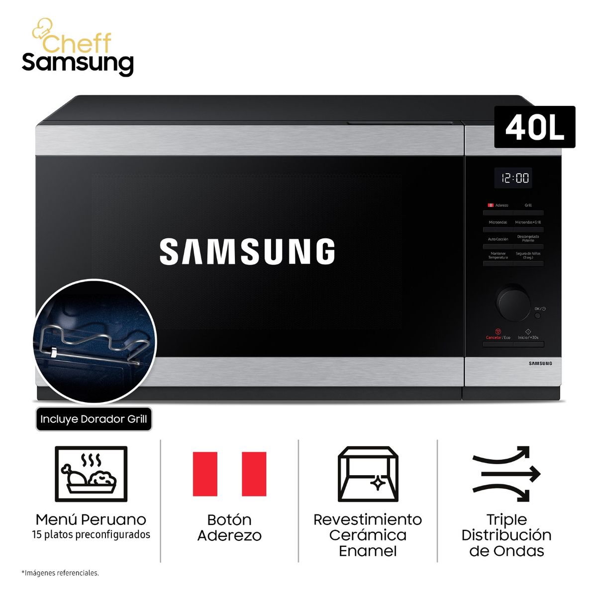 SAMSUNG - Horno Microondas Cheff Samsung 40L MG40DG5524ATPE con Dorador