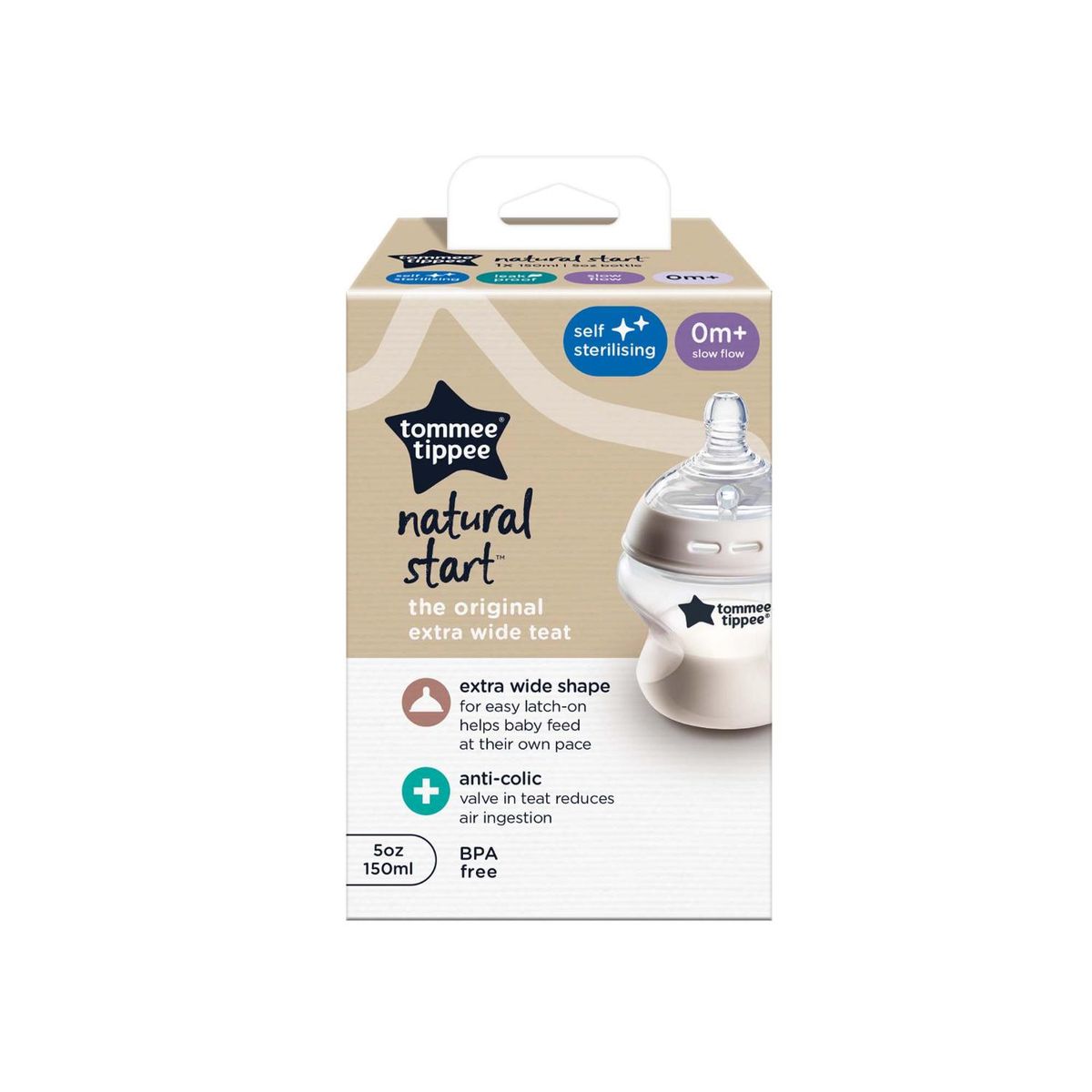 TOMMEE TIPPEE - Biberón Natural Start Autoesterilizable 5 Oz Tommee Tippee