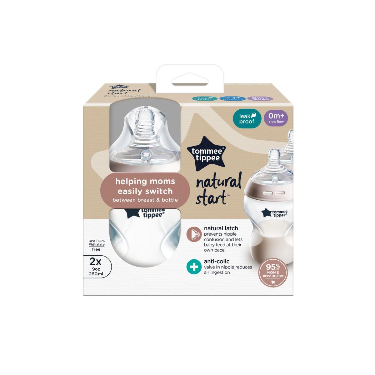 TOMMEE TIPPEE - Biberón Natural Start Autoesterilizable 9 Oz X2