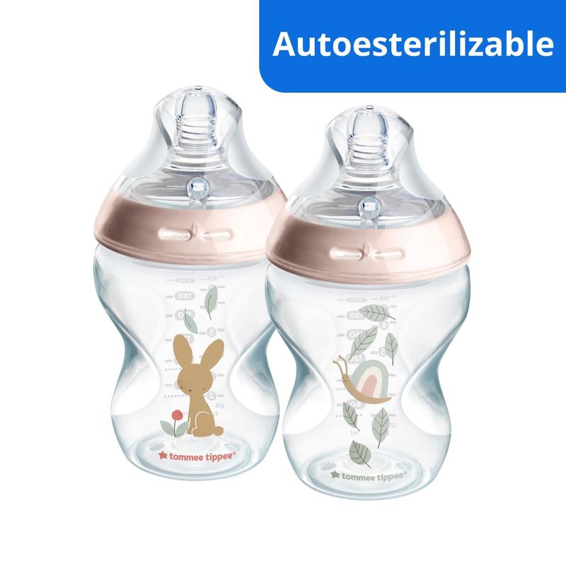 TOMMEE TIPPEE - Biberón Natural Start Autoesterilizable 9 Oz Niña X2