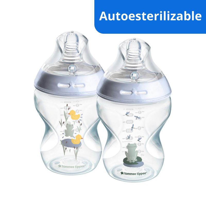 TOMMEE TIPPEE - Biberón Natural Start Autoesterilizable 9 Oz Niño X2