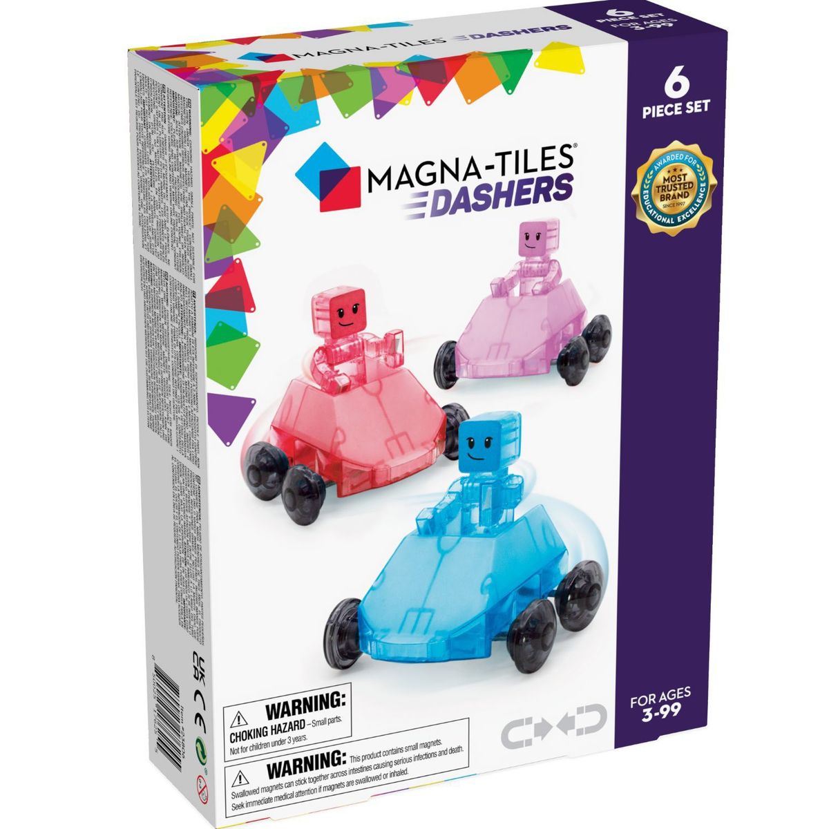 MAGNA TILES - Set Magnético De Autos Y Pilotos 6 Piezas Magna-tiles