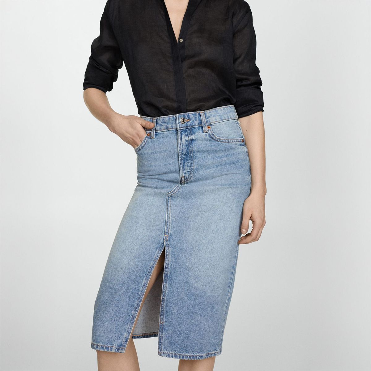 MANGO - Falda 100% Algodón Mango Mujer