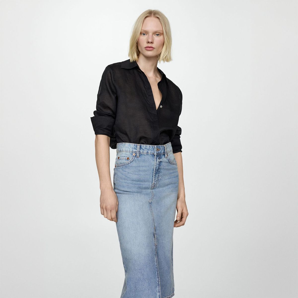 MANGO - Falda 100% Algodón Mango Mujer