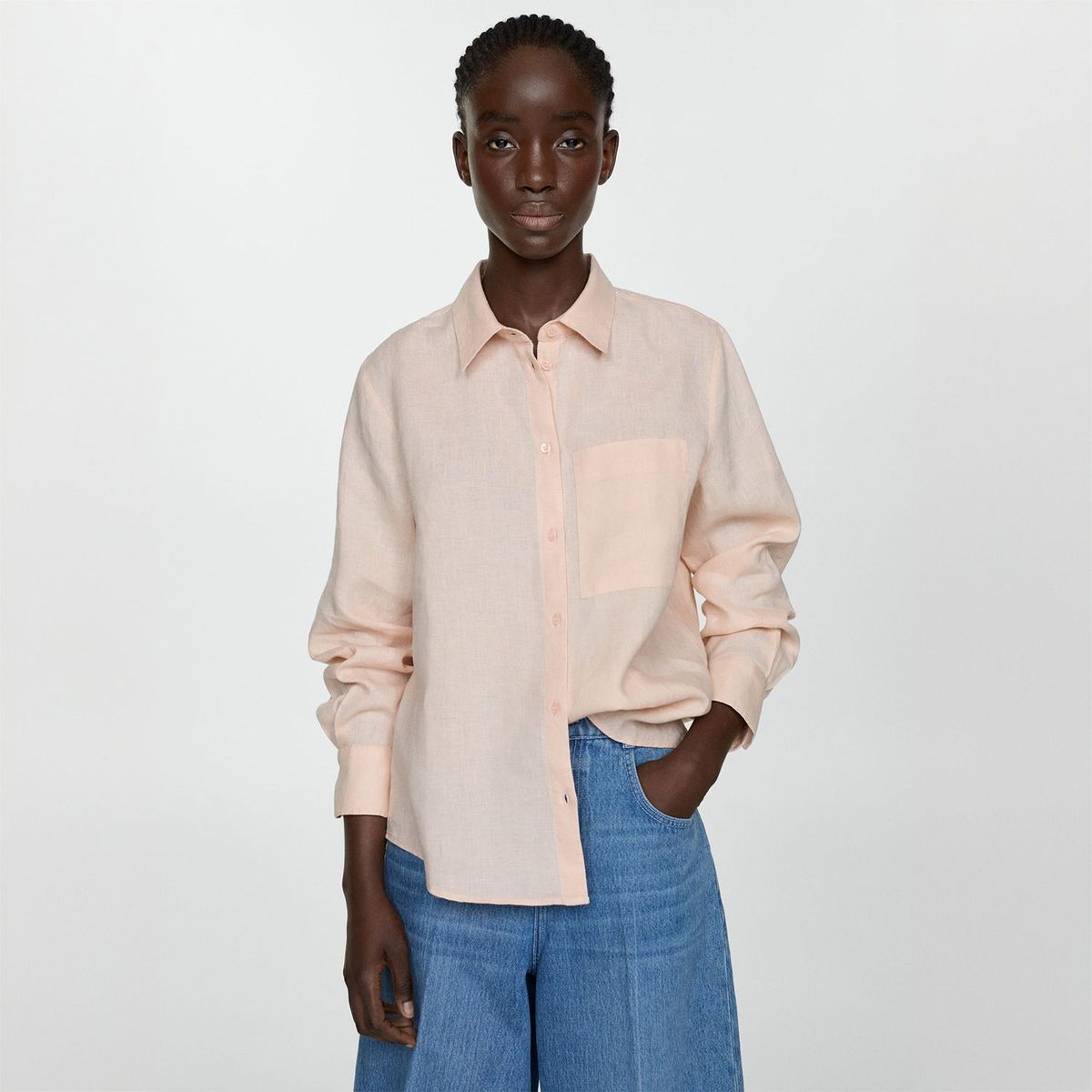 MANGO - Blusa 100% Lino Mujer Mango