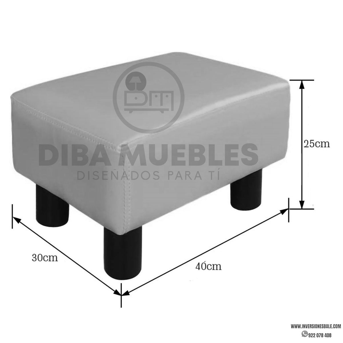 DIBA MUEBLES - Banqueta Reposapies Grober Negro