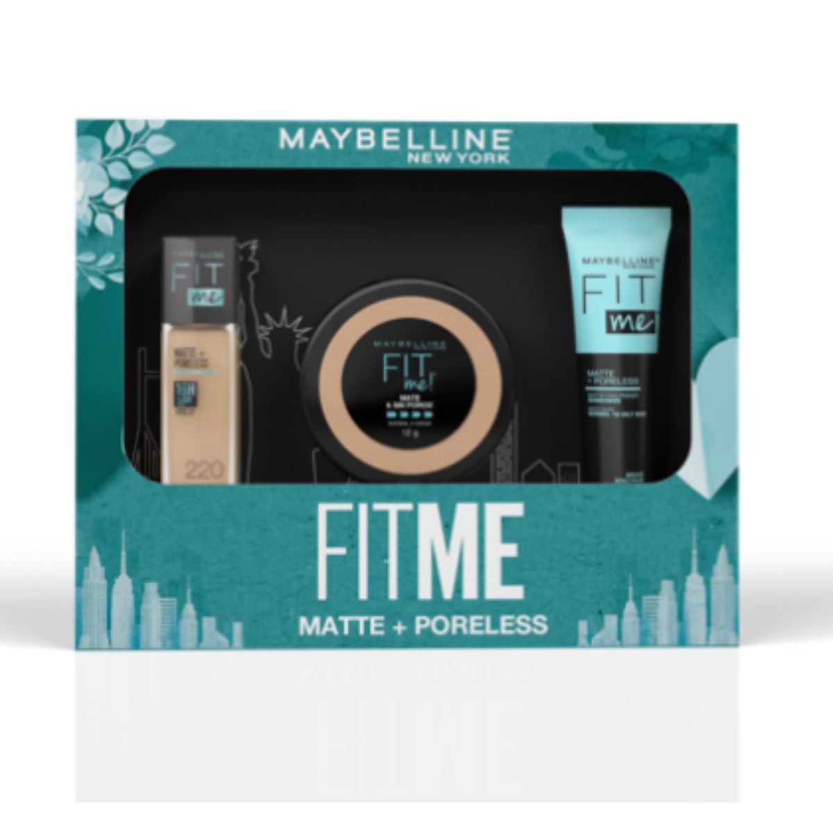 MAYBELLINE - Set De Maquillaje Rostro Fit Me: Base 220 + Polvo 220 + Primer Maybelline