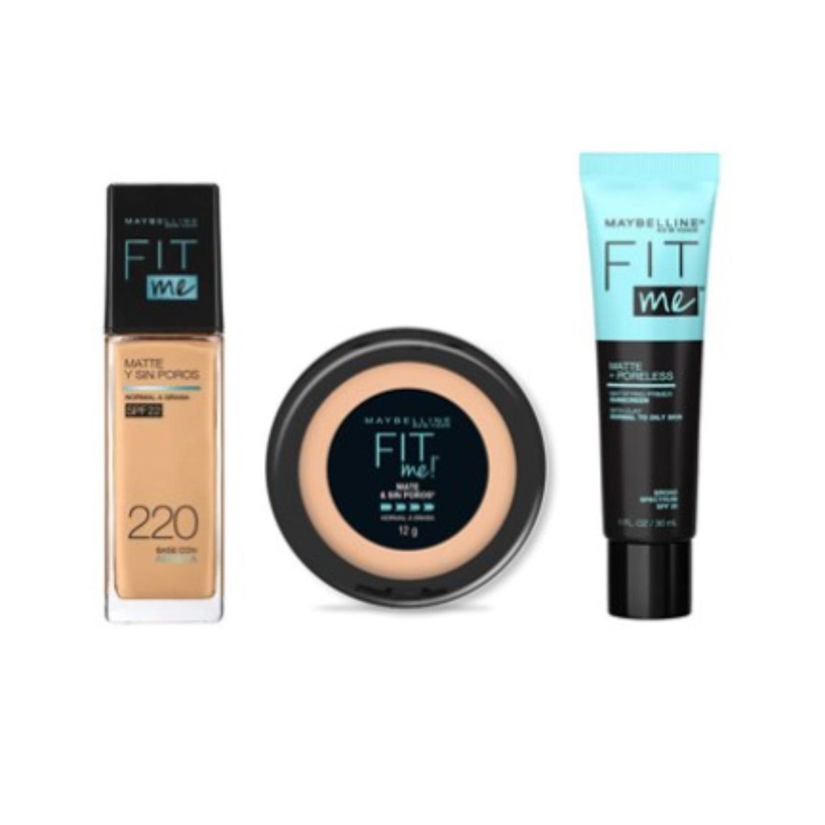 MAYBELLINE - Set De Maquillaje Rostro Fit Me: Base 220 + Polvo 220 + Primer Maybelline
