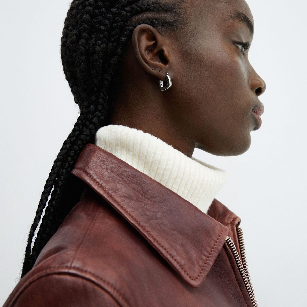 MANGO - Casaca de Cuero Casual Mujer Mango