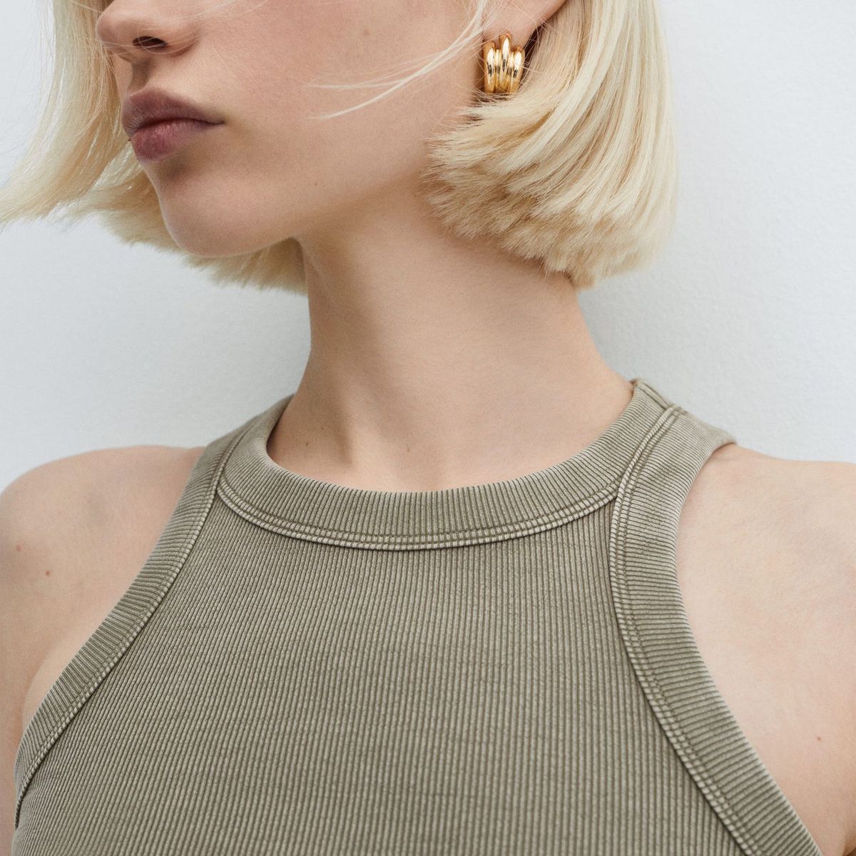 MANGO - Top Manga Corta Algodón Mujer Mango