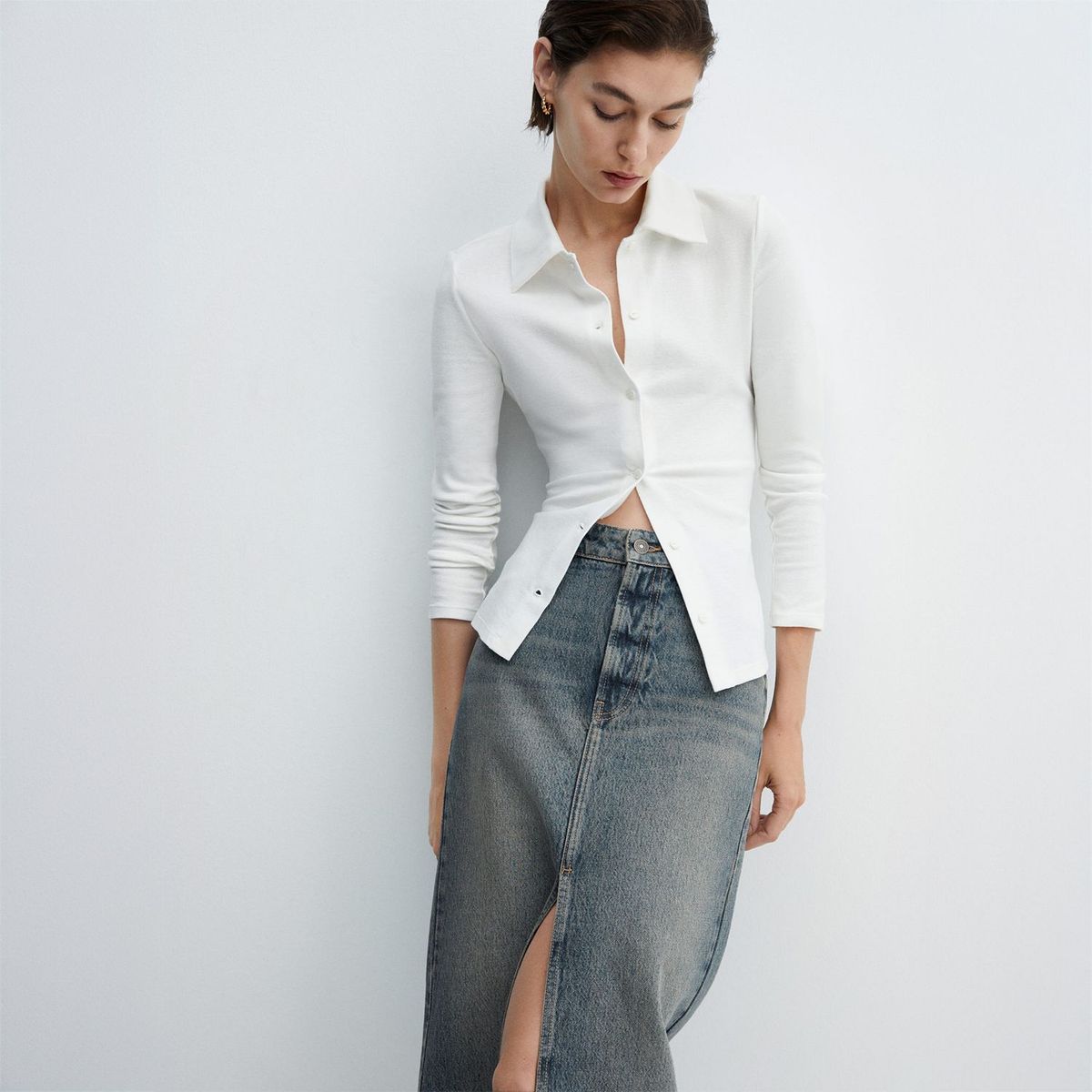 MANGO - Falda 100% Algodón Mango Mujer