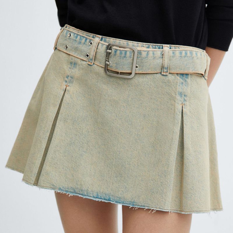 MANGO - Falda 100% Algodón Mango Mujer