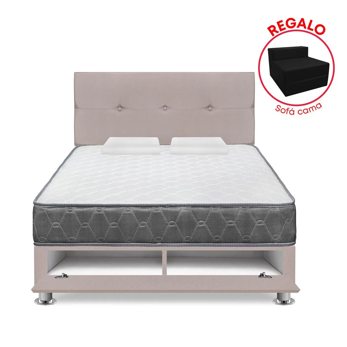 FORLI - Dormitorio Sabanera Acqua Beige 2 Plz + Sofá Cama