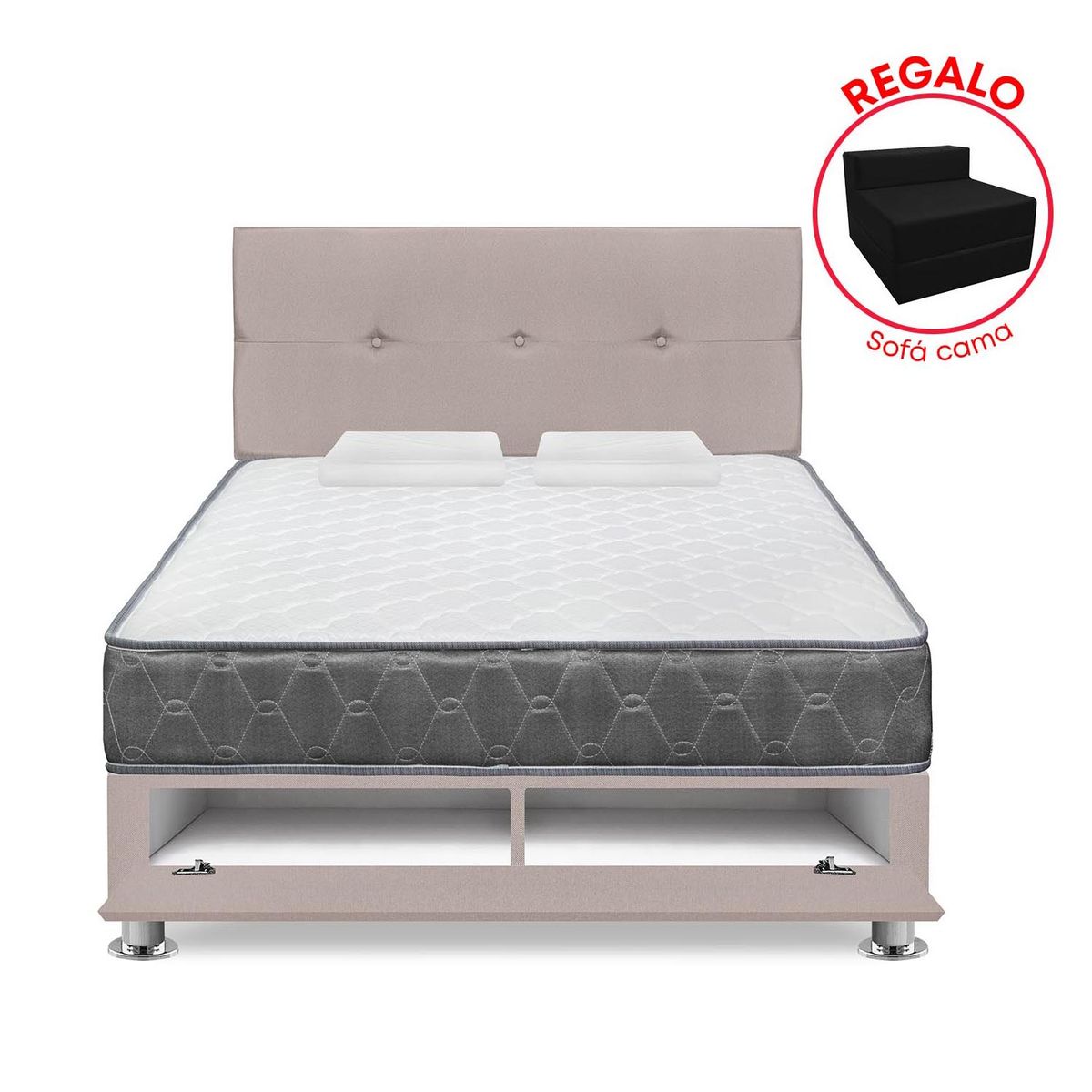 FORLI - Dormitorio Sabanera Acqua Beige 2 Plz + Sofá Cama
