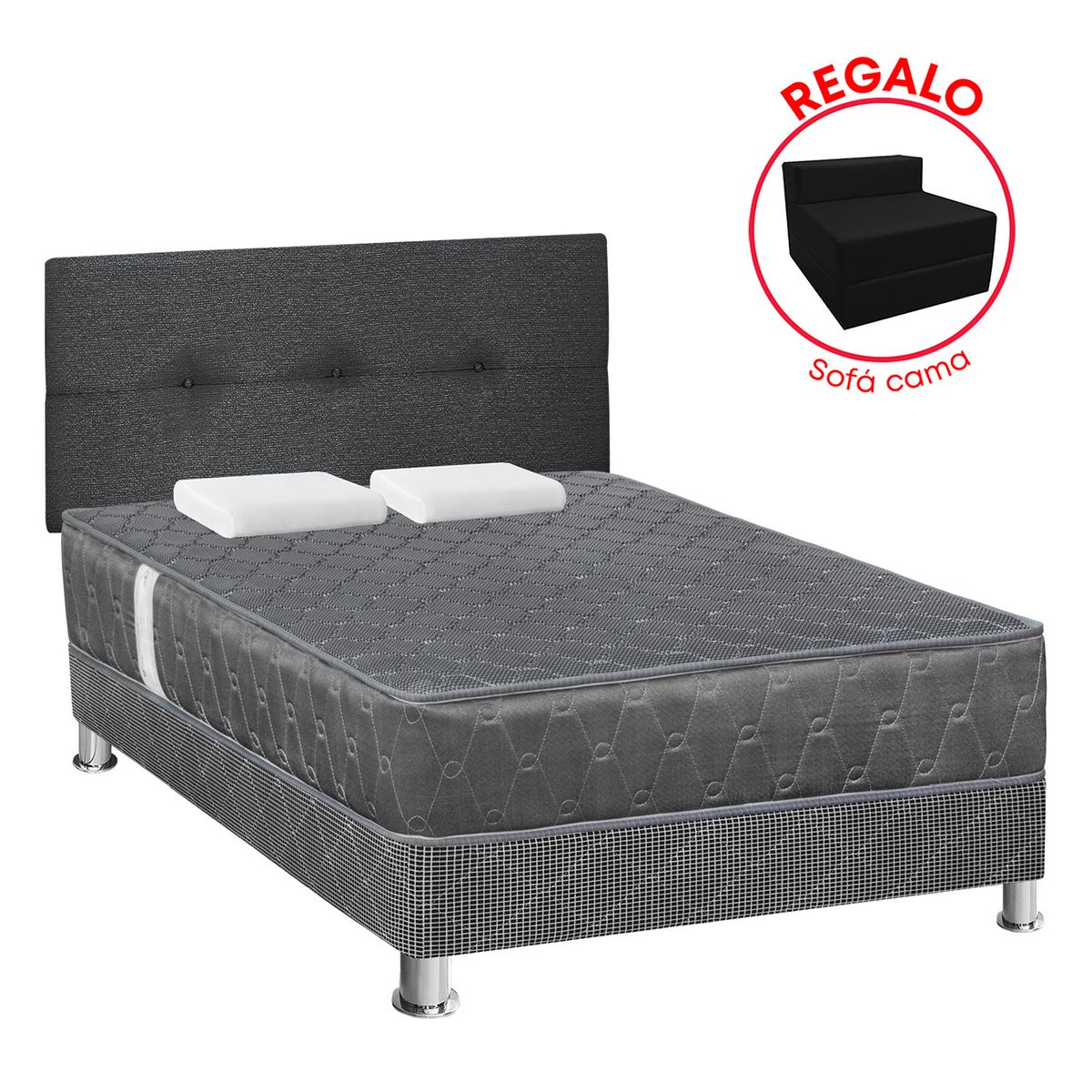 FORLI - Dormitorio Acqua Gris 2 Plz + Sofá Cama
