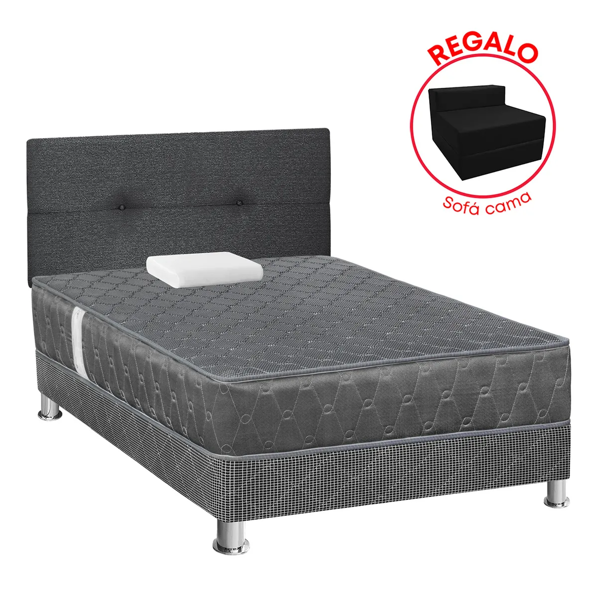 FORLI - Dormitorio Acqua Gris 1.5 Plz + Sofá Cama