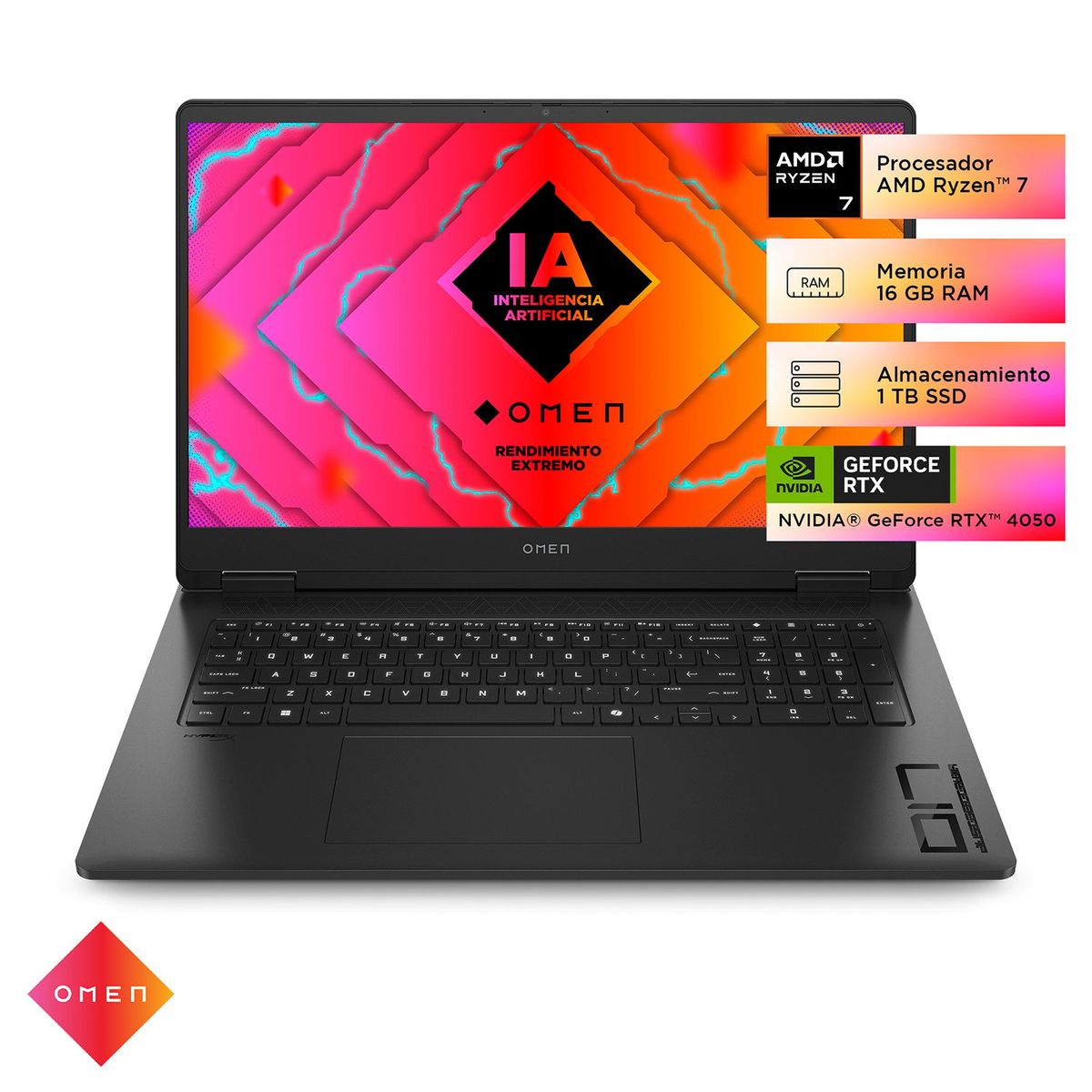 HP - Gamer Omen AMD Ryzen 7 8840H RTX4050 16GB RAM 1TB SSD OMEN 17.3" FHD 17-db0006la