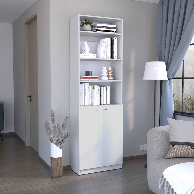 TUHOME - Estante 4 Repisas 2 Puertas Home Blanco