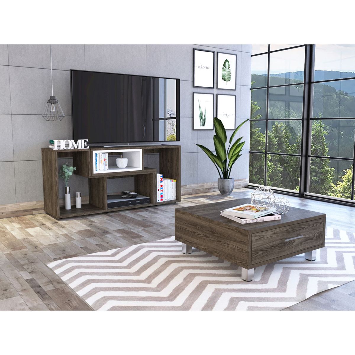 TUHOME - Mesa De Tv 40" Con Mesa De Centro Beijing