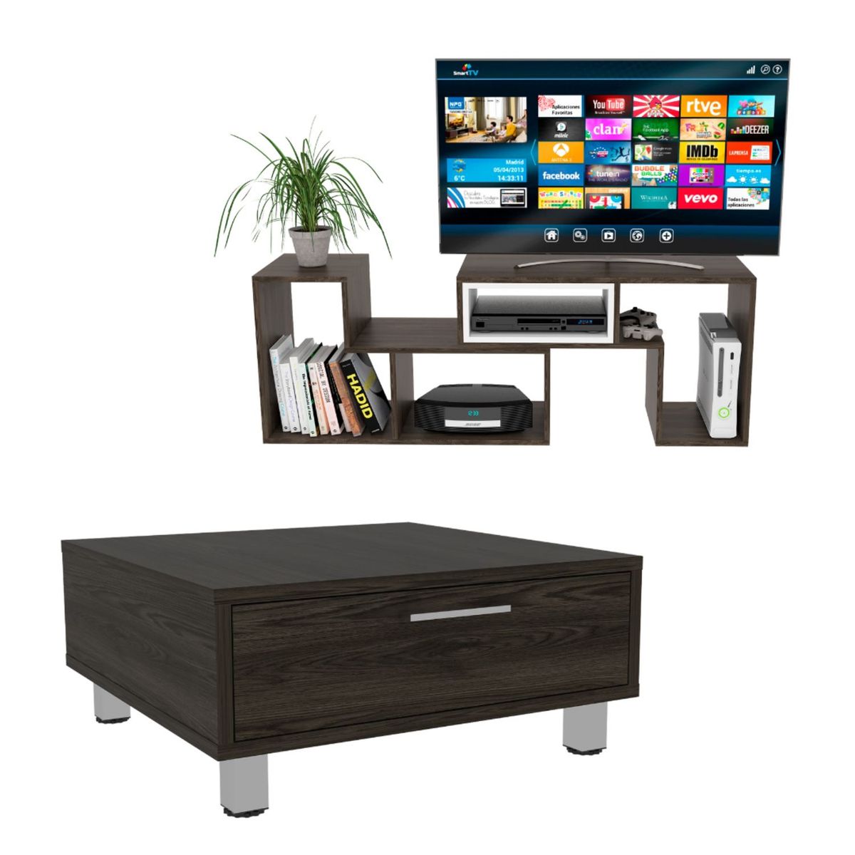 TUHOME - Mesa De Tv 40" Con Mesa De Centro Beijing