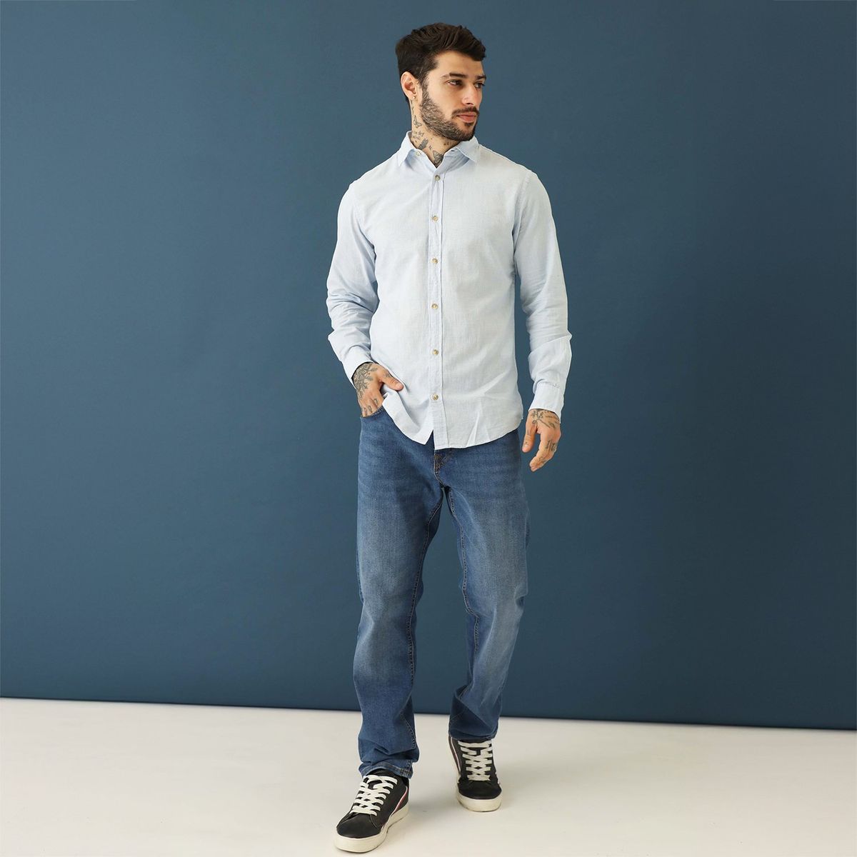 JACK&JONES - Camisa Manga Larga 100% Algodón Hombre Jack & Jones
