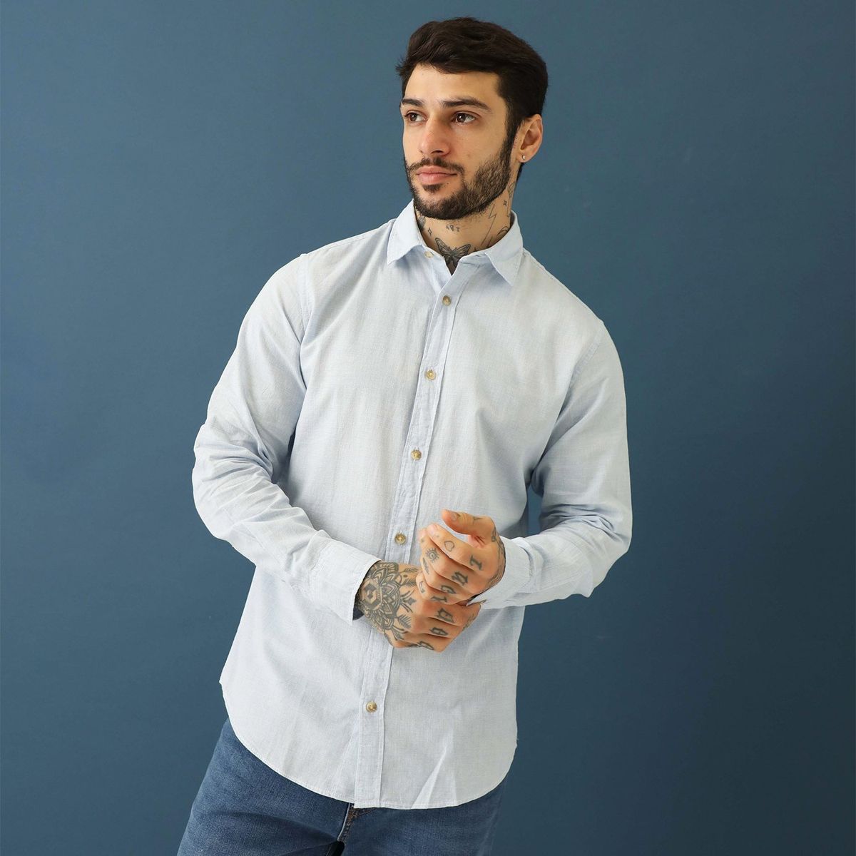 JACK&JONES - Camisa Manga Larga 100% Algodón Hombre Jack & Jones