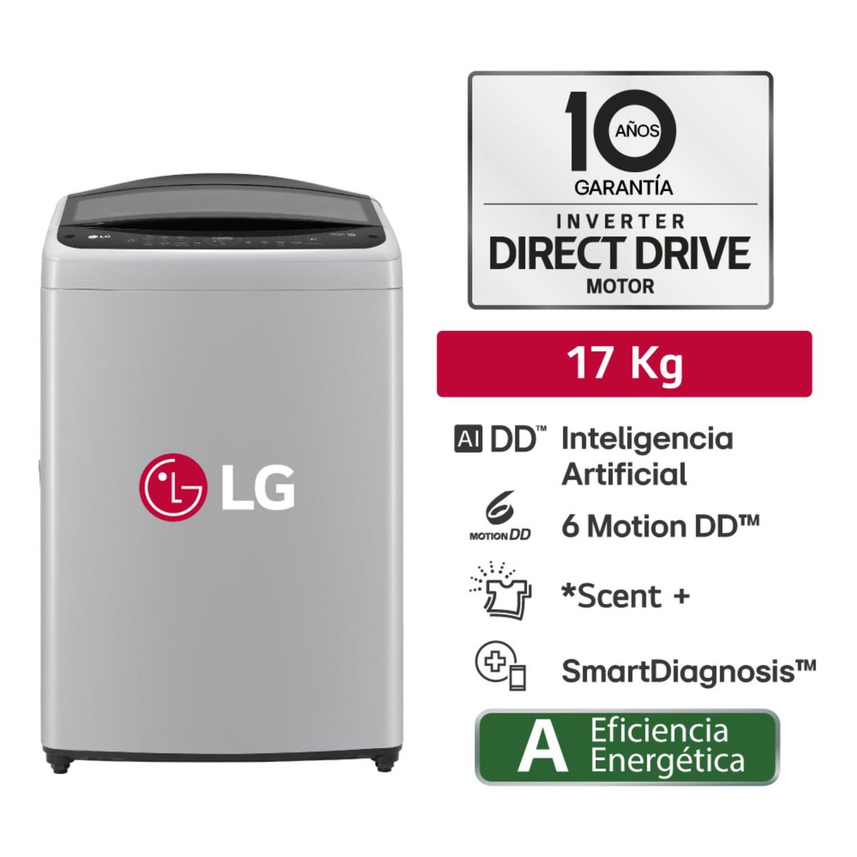 LG - Lavadora WT17DV6T 17kg Ai DD Carga Superior Gris LG