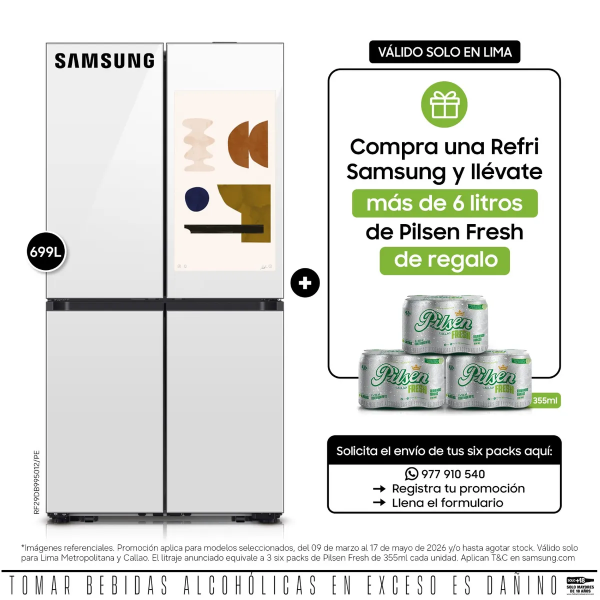 SAMSUNG - Refrigeradora Samsung French Door Family Hub AI 699L.