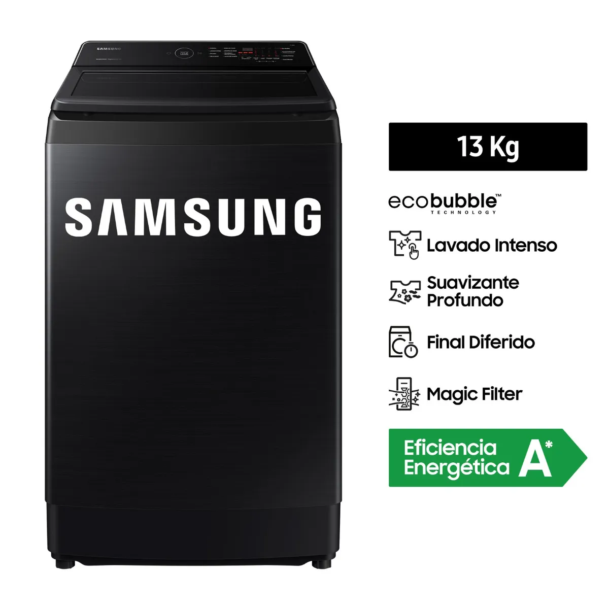 SAMSUNG - Lavadora Ecobubble 13Kg Negro WA13CG5441BVPE