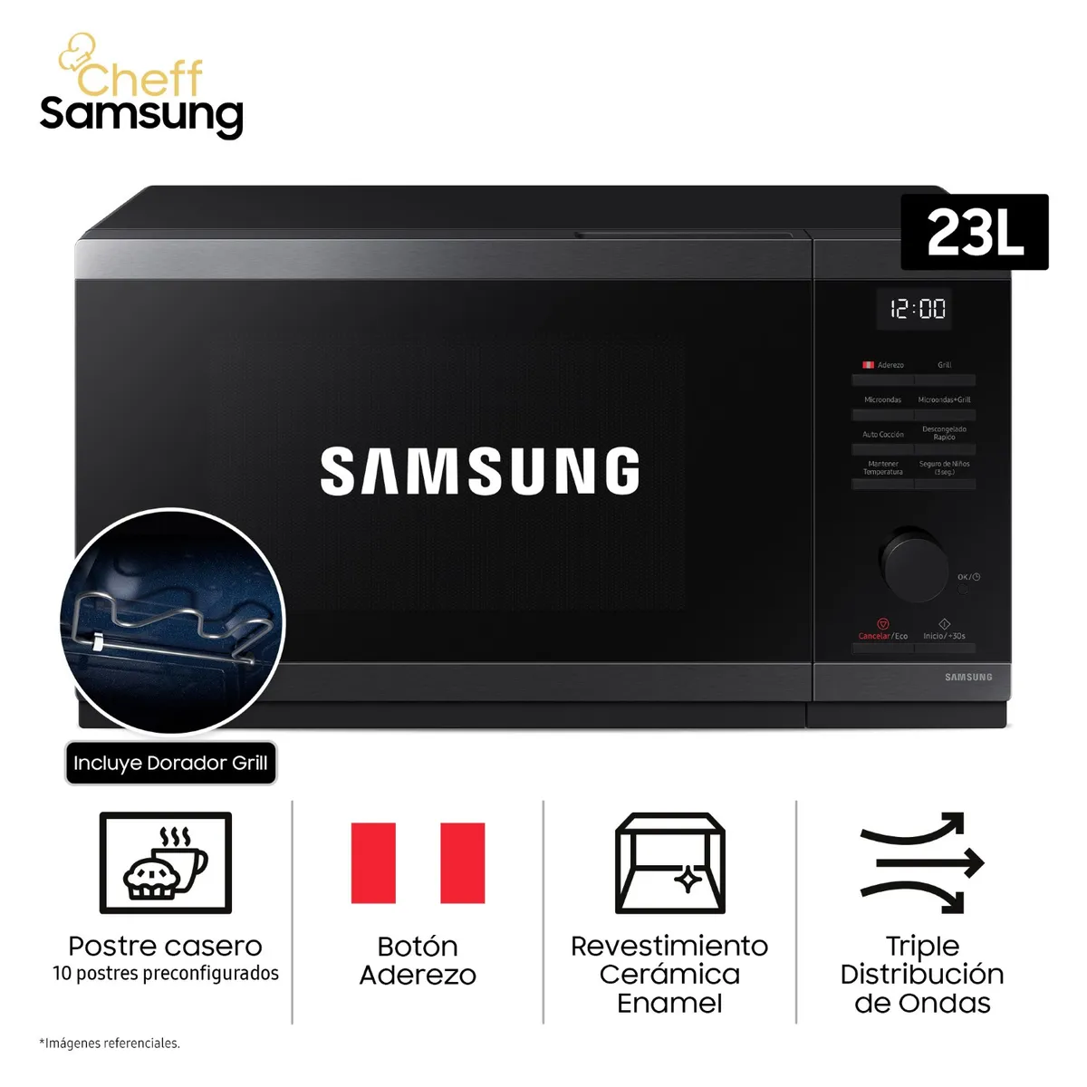 SAMSUNG - Horno Microondas Cheff Samsung 23L MG23DG4524AGPE con Dorador