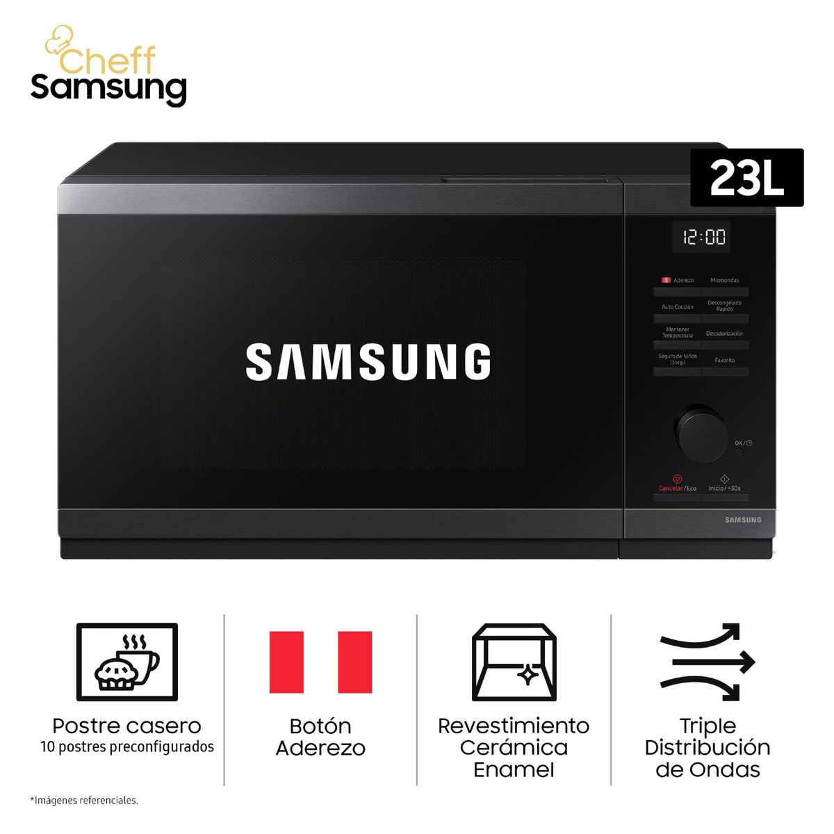 SAMSUNG - Horno Microondas Cheff Samsung 23L MS23DG4504AGPE