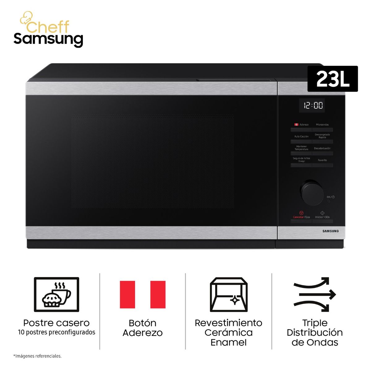 SAMSUNG - Horno Microondas Cheff Samsung 23L MS23DG4504ATPE