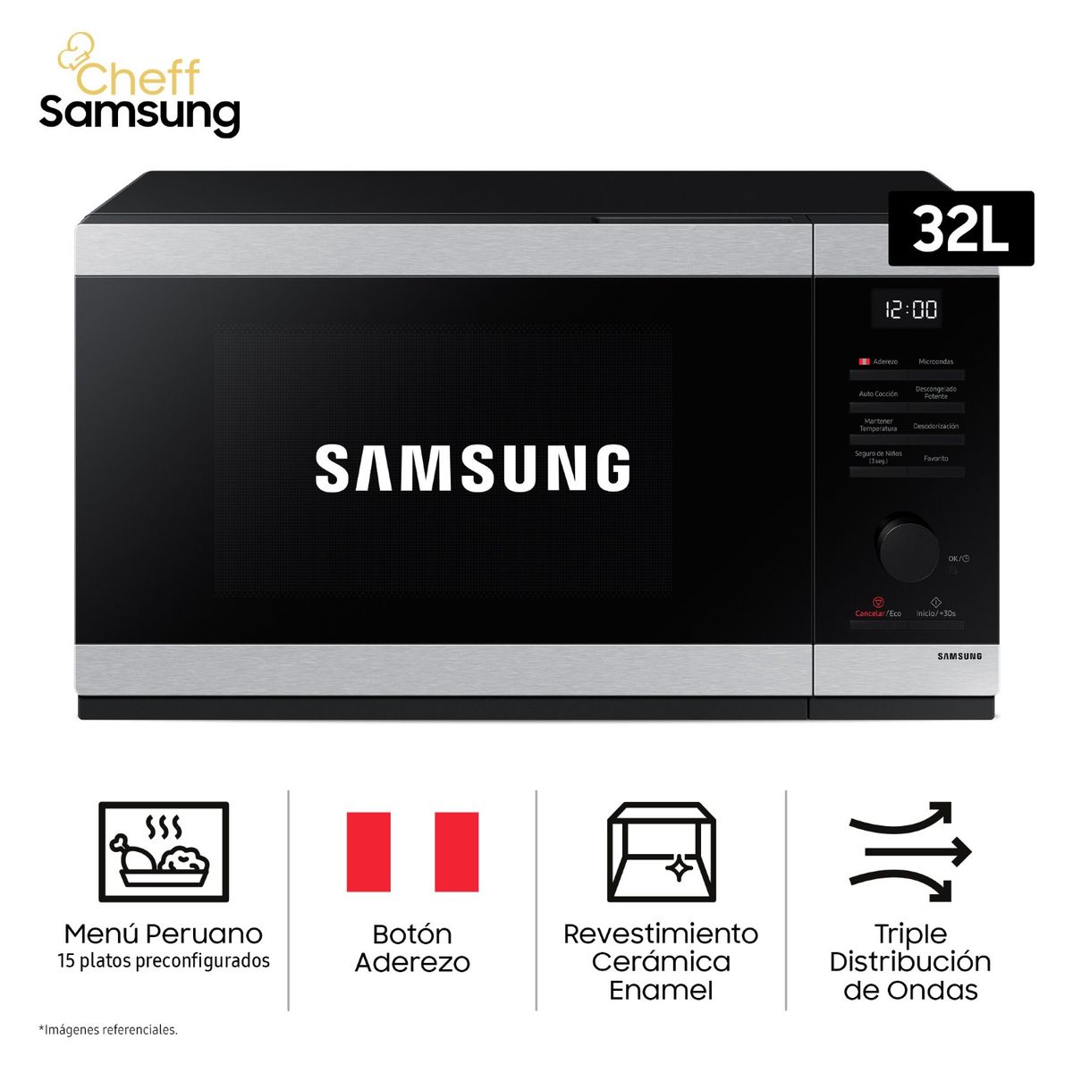 SAMSUNG - Horno Microondas Cheff Samsung 32L MS32DG4504ATPE