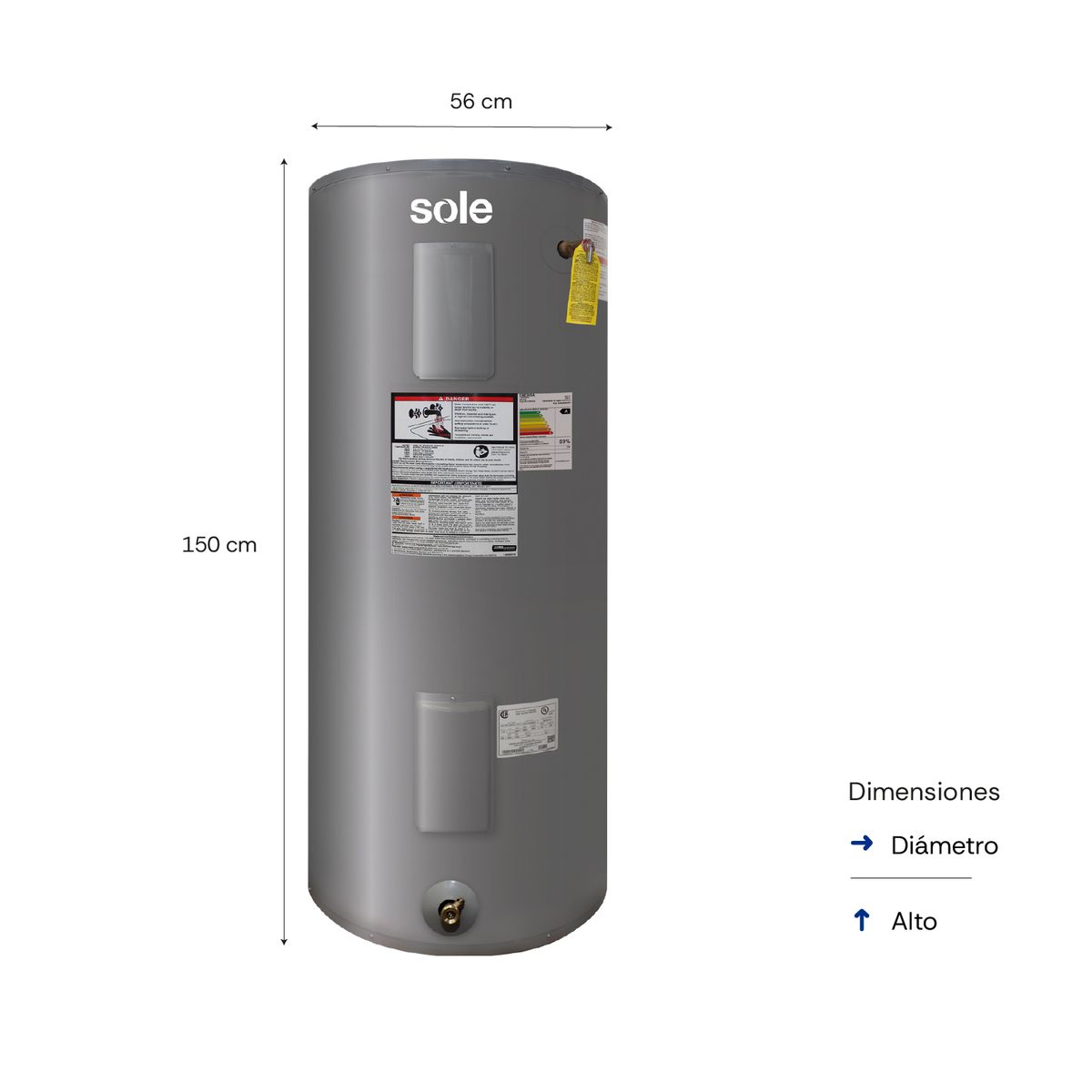 Sole - Termotanque Sole Eléctrico 250L C/Acc