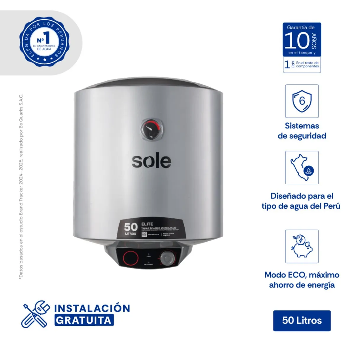 Sole - Terma Eléctrica Sole Elite 50L P/Pared
