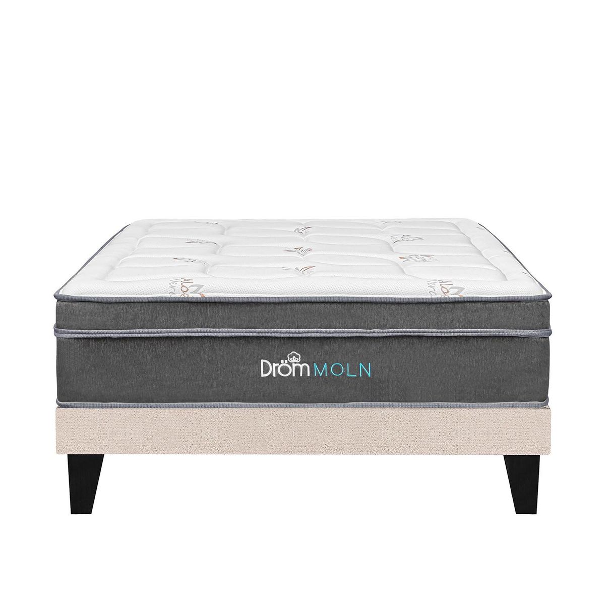DROM - Cama Europea Moln 2Plz  + 2 Almohadas Viscoelásticas y Protector