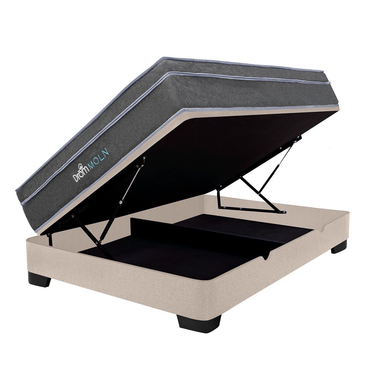 DROM - Cama Boxet Moln 2Plz + 2 Almohadas Viscoelásticas y Protector