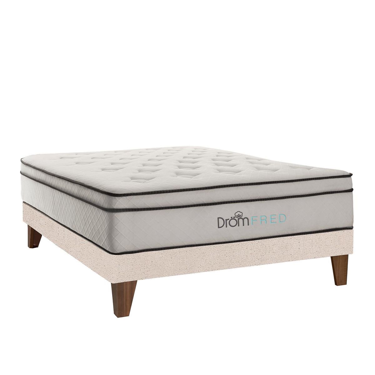 DROM - Cama Europea Fred  2Plz + 2 Almohadas Viscoelásticas y Protector