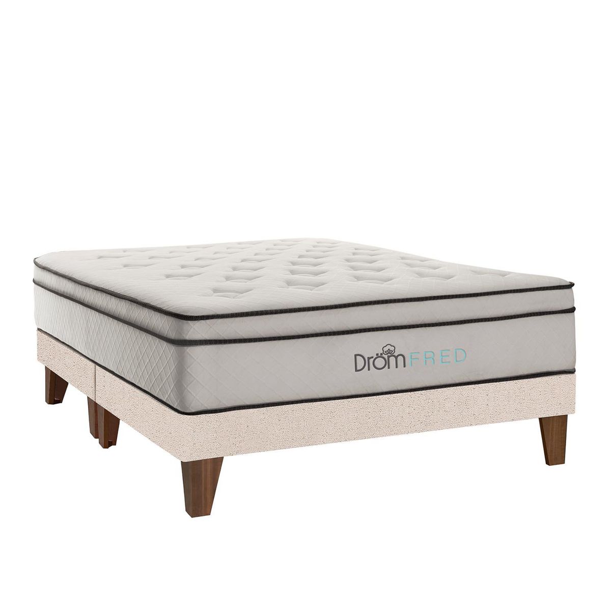 DROM - Cama Europea Fred King + 2 Almohadas Viscoelásticas y Protector