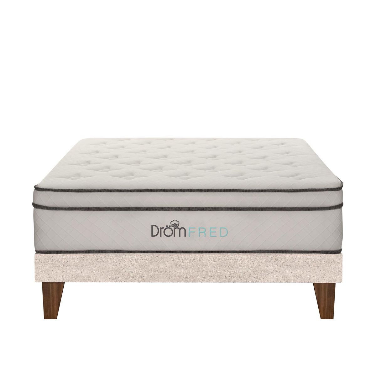 DROM - Cama Europea Fred King + 2 Almohadas Viscoelásticas y Protector