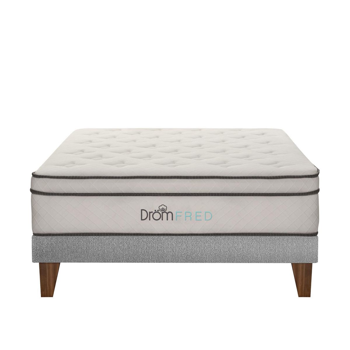 DROM - Cama Europea Fred Gris 1.5Plz + 1 Almohada Viscoelástica y Protector