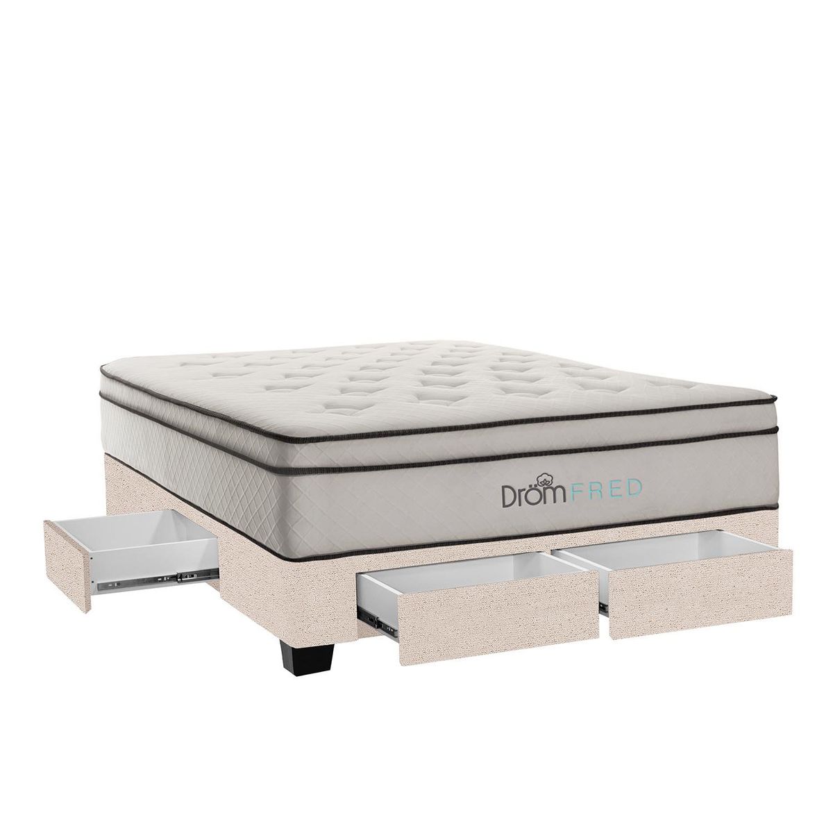 DROM - Cama con Cajones Fred  2Plz + 2 Almohadas Viscoelásticas y Protector